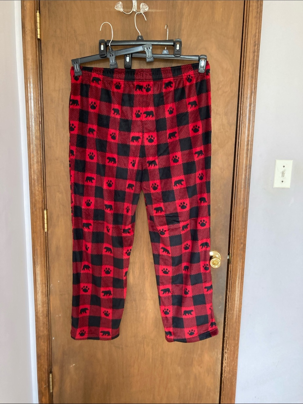 Cuddl Duds plaid print bear & paw print PJ pant w pockets sleepwear loungewear - Picture 14 of 17
